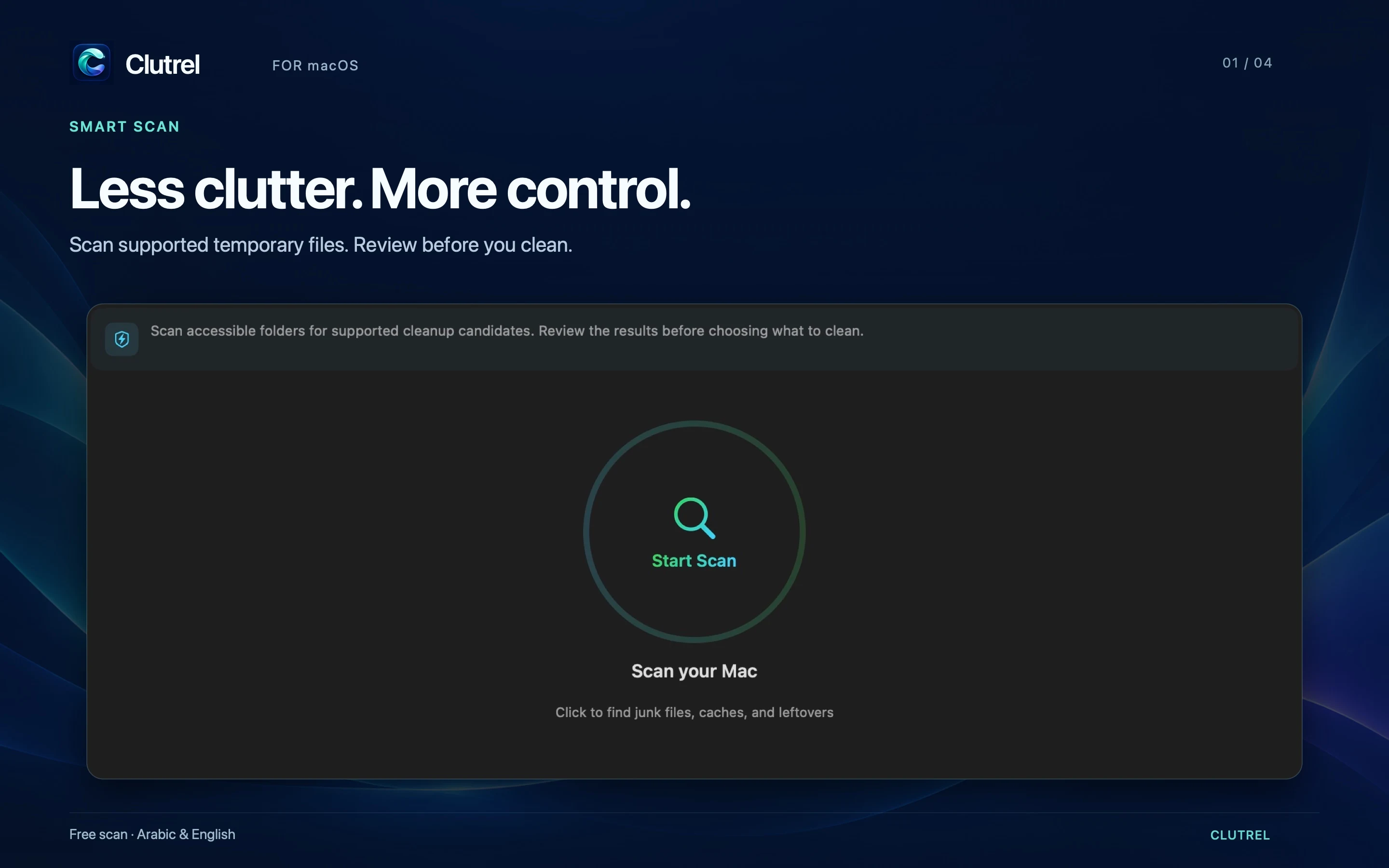 Clutrel Smart Scan on macOS, showing the scan and review interface